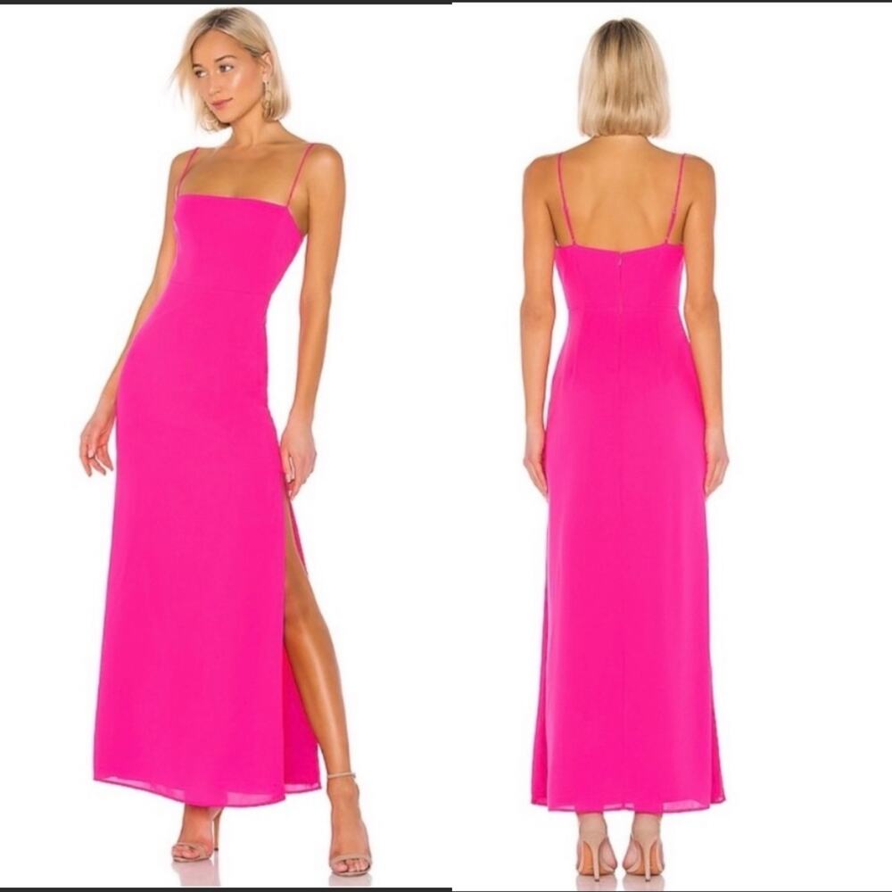 Superdown‎ Addison Maxi Dress Hot Pink Sz XS Double Side Slits Sleeveless
